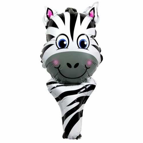 Živalski foli balon z ročajem - Zebra